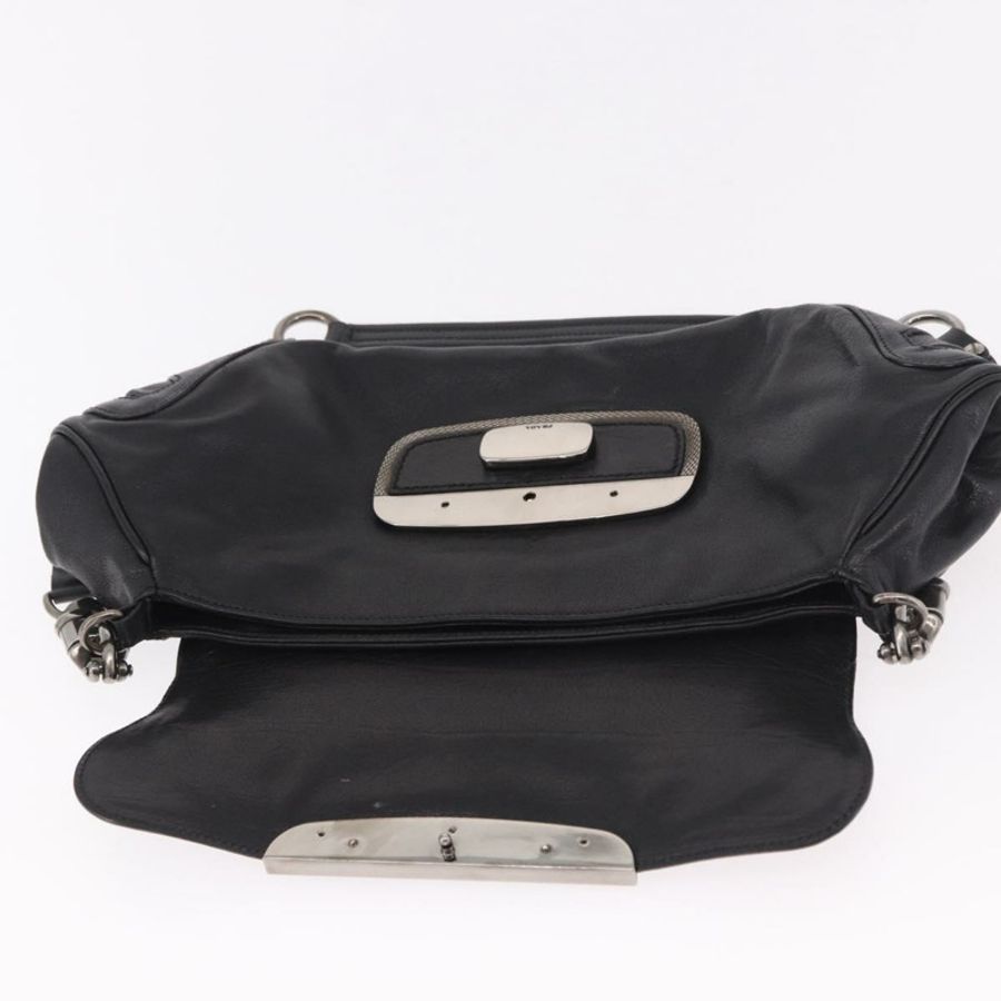 【日本直送】PRADA 鏈條單肩包 皮革 黑色 銀色 正品 185024SAM-19