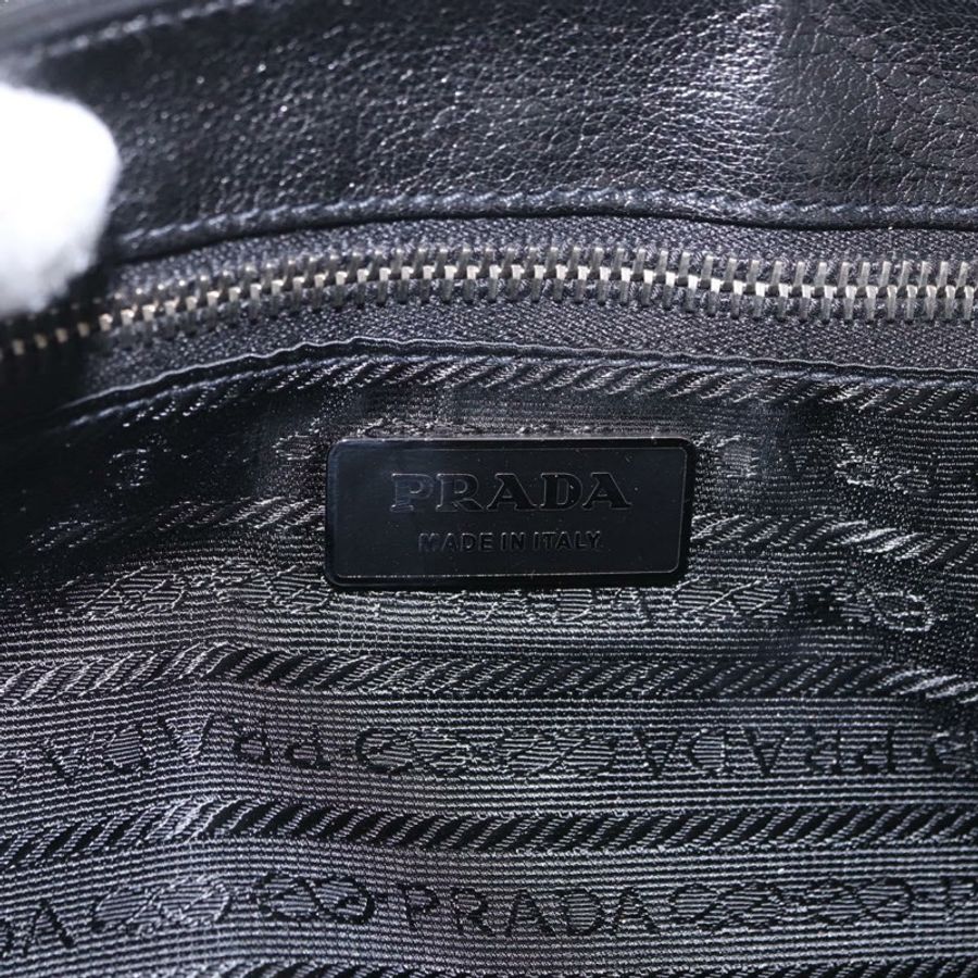 【日本直送】PRADA 鏈條單肩包 皮革 黑色 銀色 正品 185024SAM-20