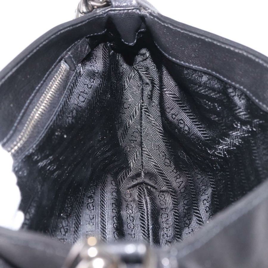 【日本直送】PRADA 鏈條單肩包 皮革 黑色 銀色 正品 185024SAM-21