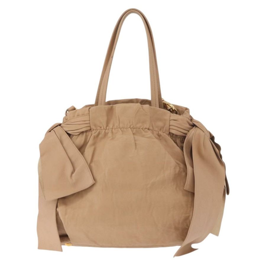 【日本直送】PRADA 帆布皮革肩背包 米色金色 正品 185028V-1
