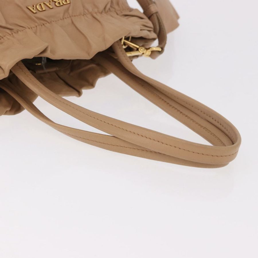 【日本直送】PRADA 帆布皮革肩背包 米色金色 正品 185028V-6
