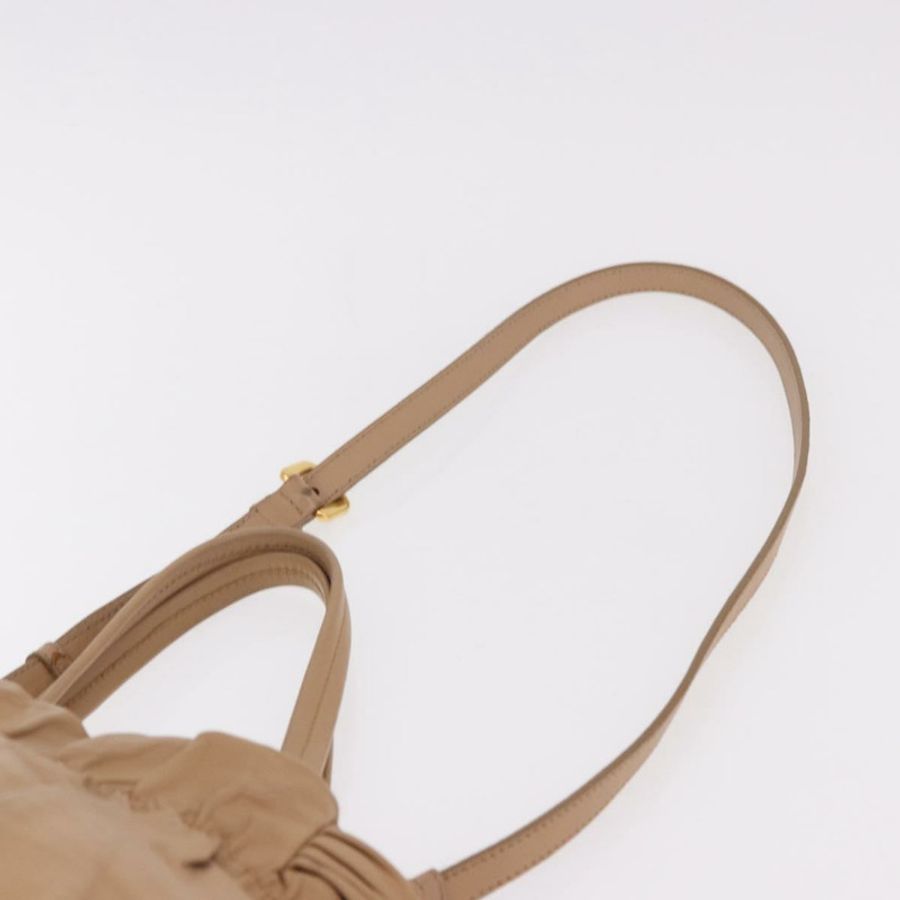 【日本直送】PRADA 帆布皮革肩背包 米色金色 正品 185028V-14