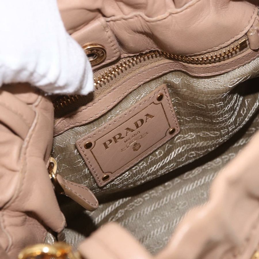 【日本直送】PRADA 帆布皮革肩背包 米色金色 正品 185028V-19