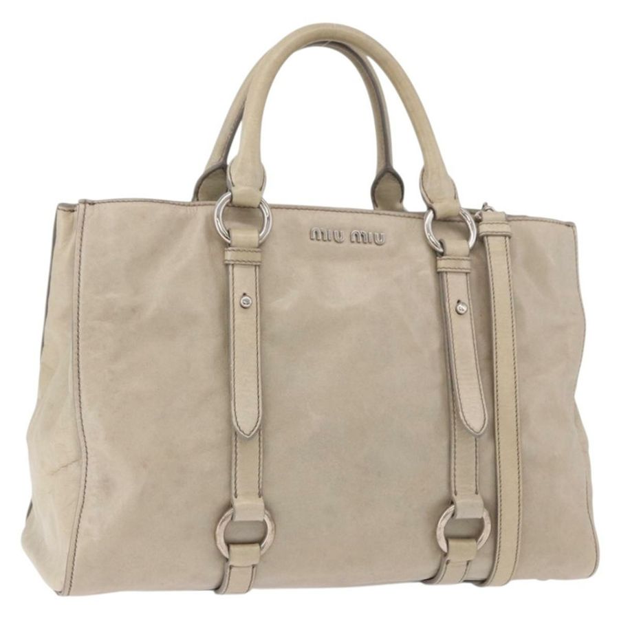 【日本直送】Miu Miu 手提包 皮革 兩用 灰色 銀色 正品 185170V-0