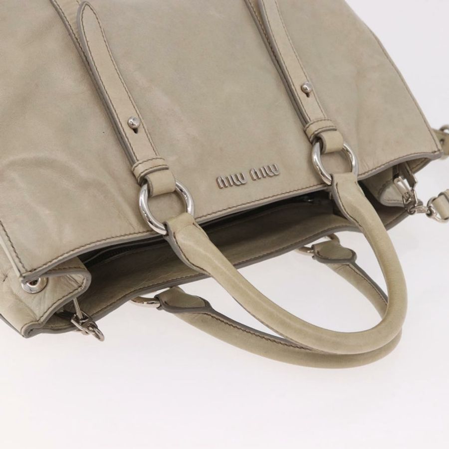 【日本直送】Miu Miu 手提包 皮革 兩用 灰色 銀色 正品 185170V-6