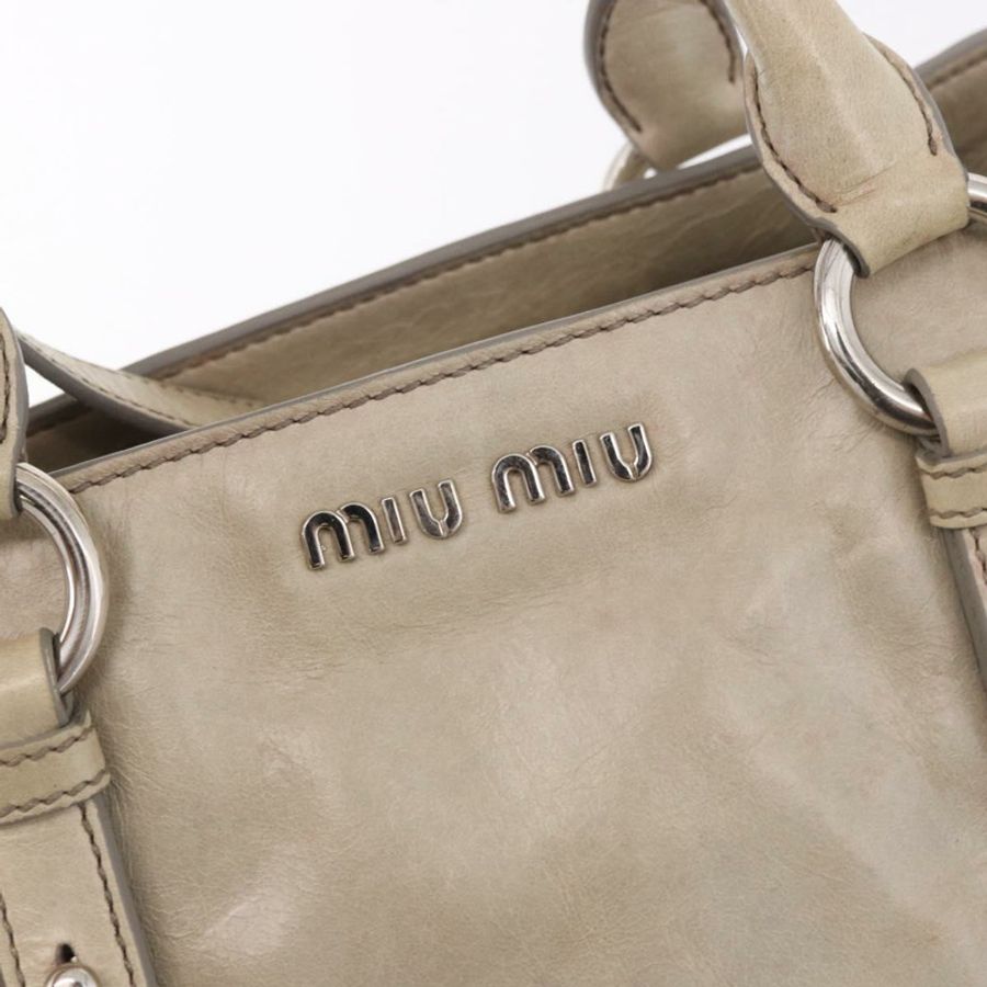 【日本直送】Miu Miu 手提包 皮革 兩用 灰色 銀色 正品 185170V-19