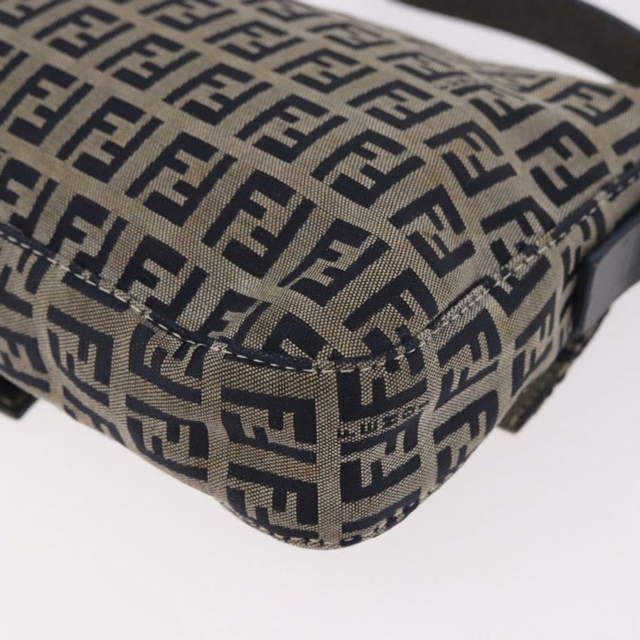 【日本直送】FENDI Zucchino帆布Mamma Baguette單肩包 海軍藍 銀色 正品 185146SAV-16