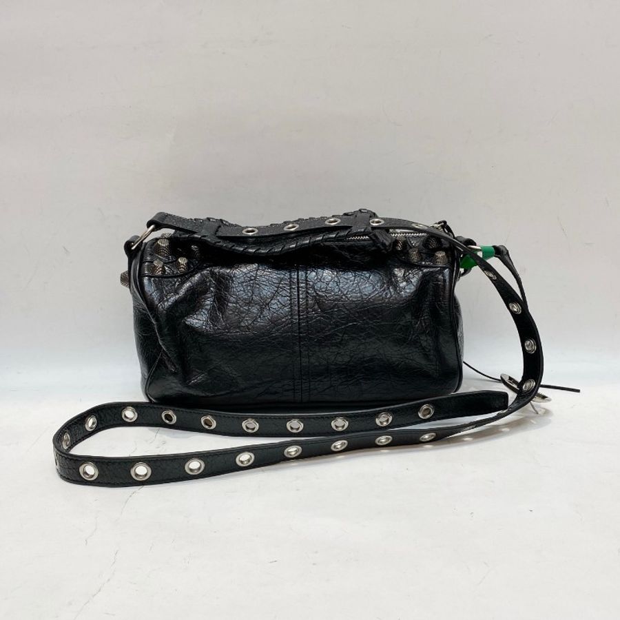 Balenciaga巴黎世家Le Cagole黑银机车可调节肩带斜挎单肩圆筒包13*24.5*13-1