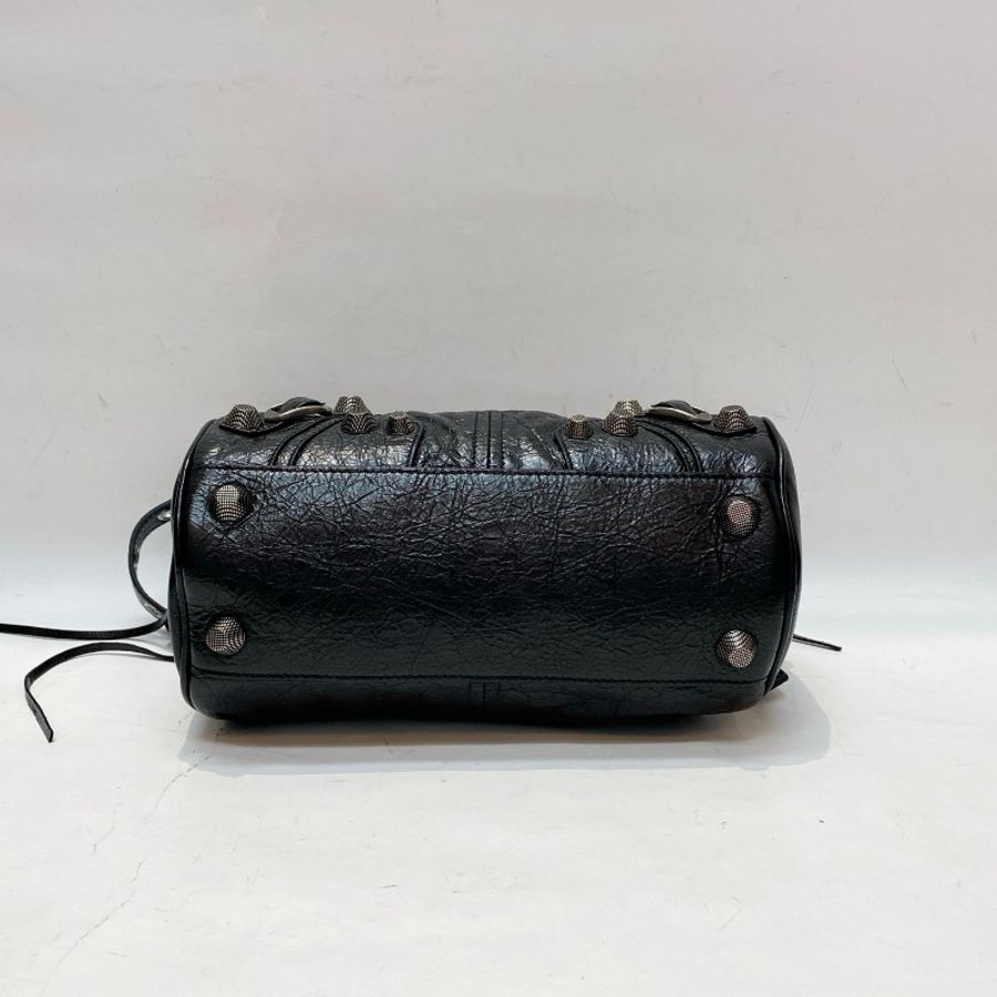Balenciaga巴黎世家Le Cagole黑银机车可调节肩带斜挎单肩圆筒包13*24.5*13-4