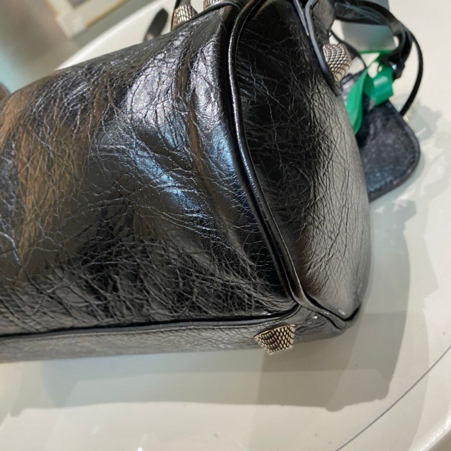 Balenciaga巴黎世家Le Cagole黑银机车可调节肩带斜挎单肩圆筒包13*24.5*13-21