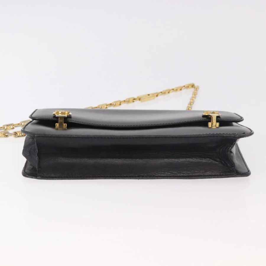 【日本直送】CELINE 鏈條肩背包,皮革材質,黑色,金色,正品編號 185136V-4