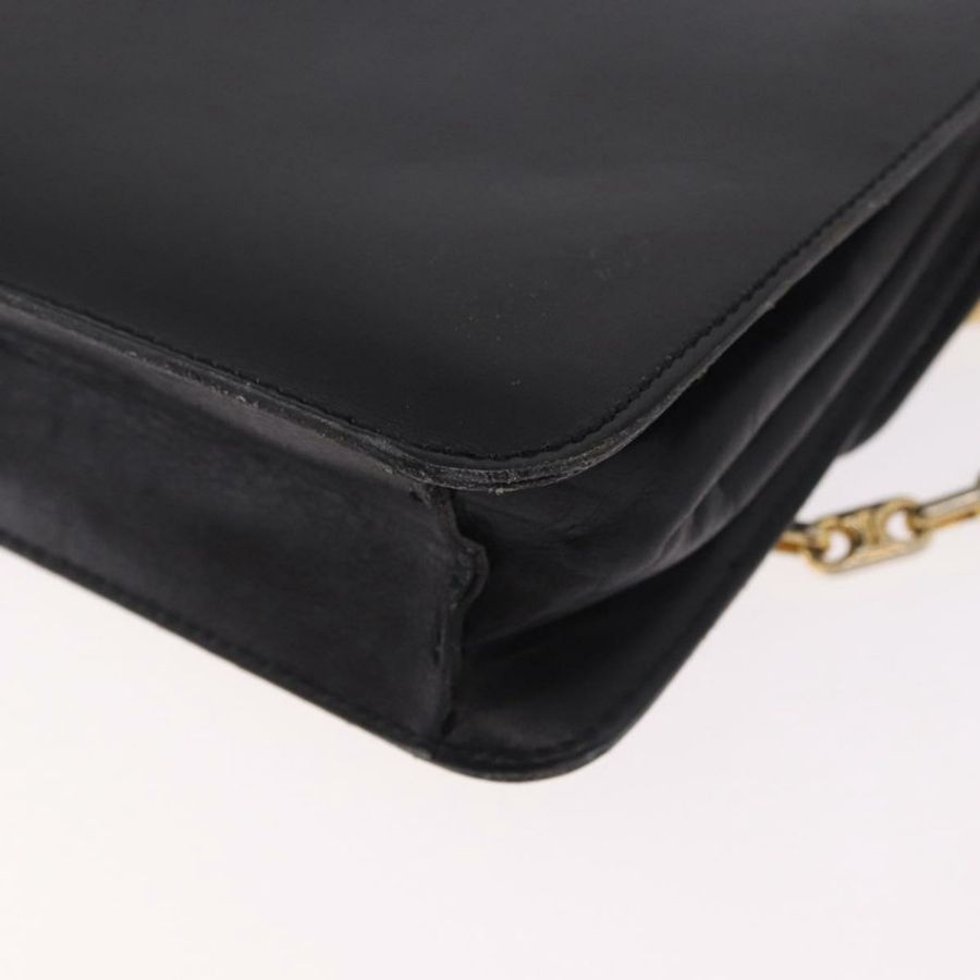 【日本直送】CELINE 鏈條肩背包,皮革材質,黑色,金色,正品編號 185136V-16