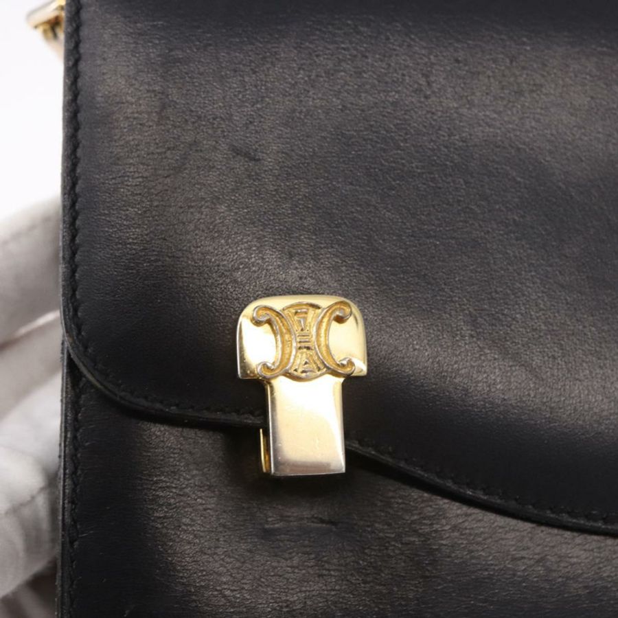 【日本直送】CELINE 鏈條肩背包,皮革材質,黑色,金色,正品編號 185136V-17
