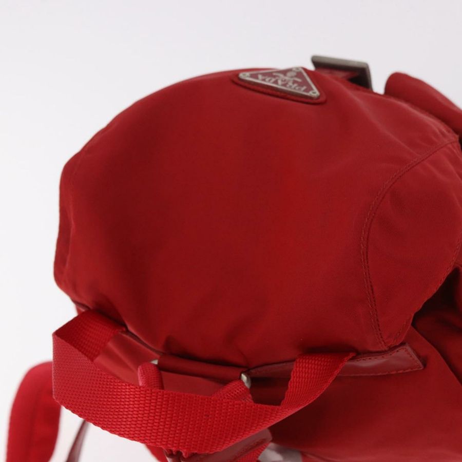 【日本直送】PRADA 雙肩包 尼龍 紅色 銀色 正品 185141V-5
