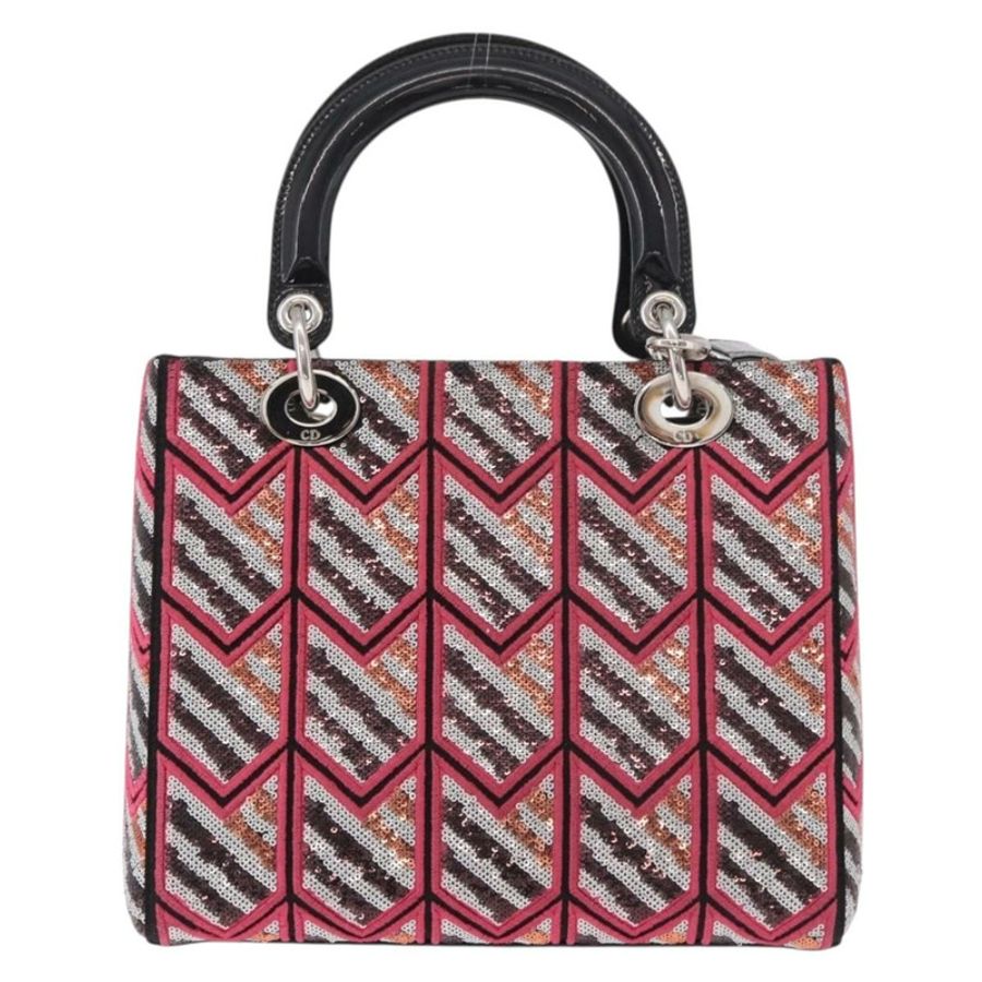 【日本直送】Christian Dior Canage Lady Dior 亮片肩背包 粉紅色/銀色 正品 184845SM-1