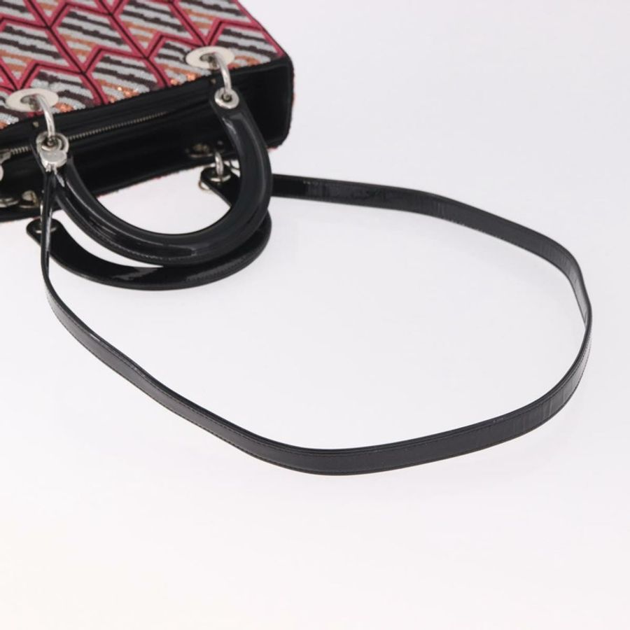 【日本直送】Christian Dior Canage Lady Dior 亮片肩背包 粉紅色/銀色 正品 184845SM-7
