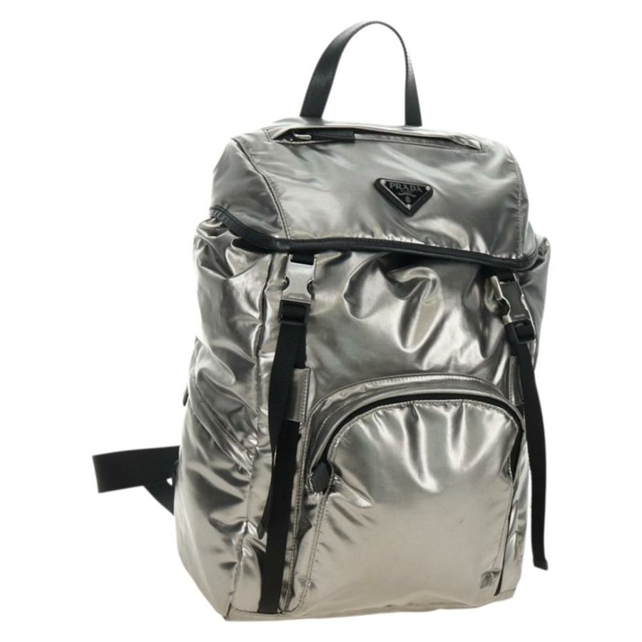 【日本直送】PRADA 雙肩包 PVC 帆布 銀色 正品 184815M-0