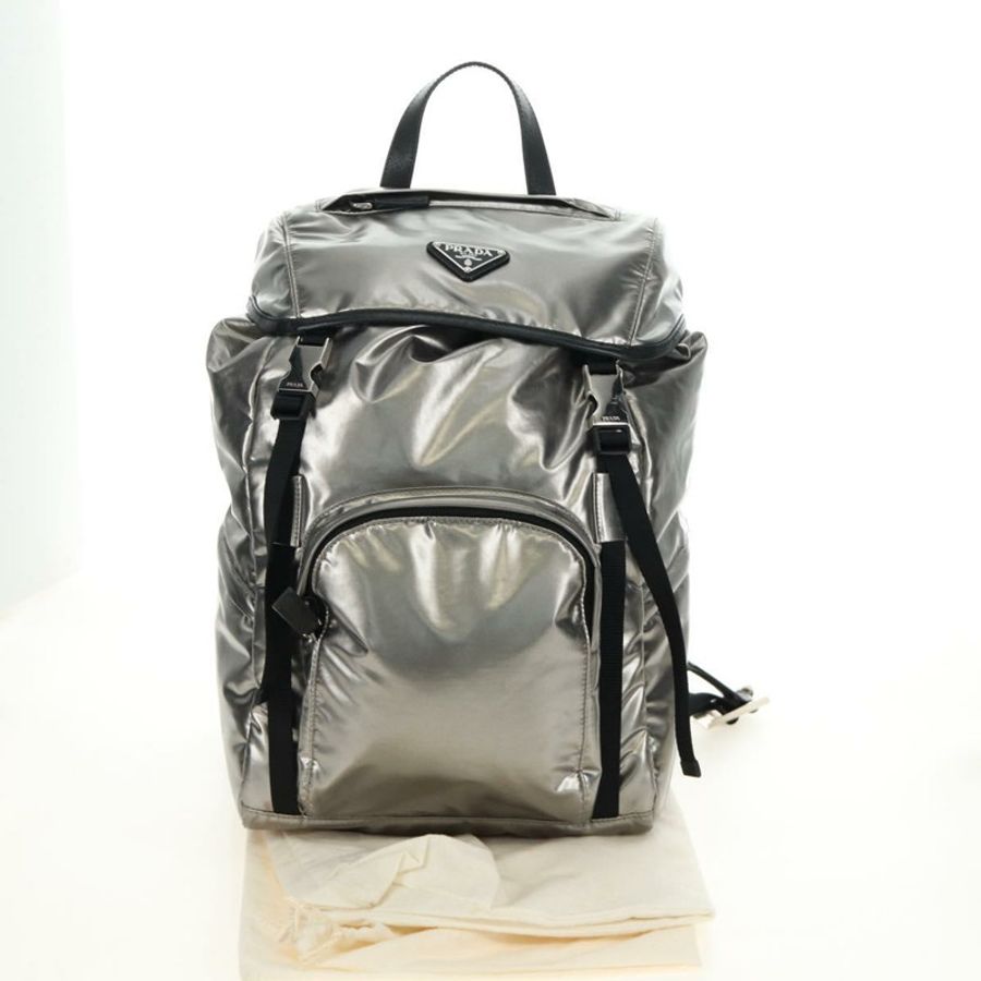 【日本直送】PRADA 雙肩包 PVC 帆布 銀色 正品 184815M-11
