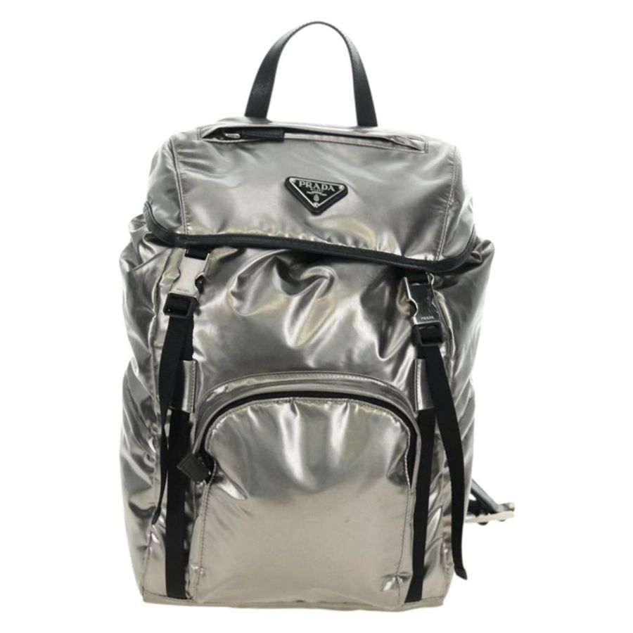 【日本直送】PRADA 雙肩包 PVC 帆布 銀色 正品 184815M-12