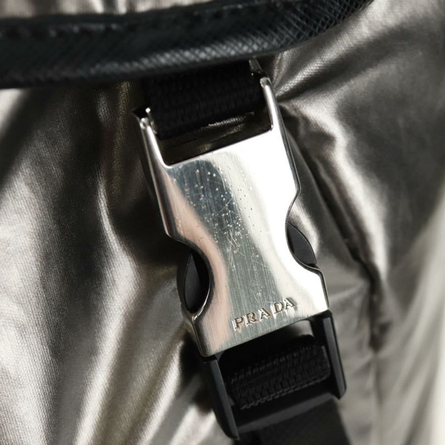 【日本直送】PRADA 雙肩包 PVC 帆布 銀色 正品 184815M-20