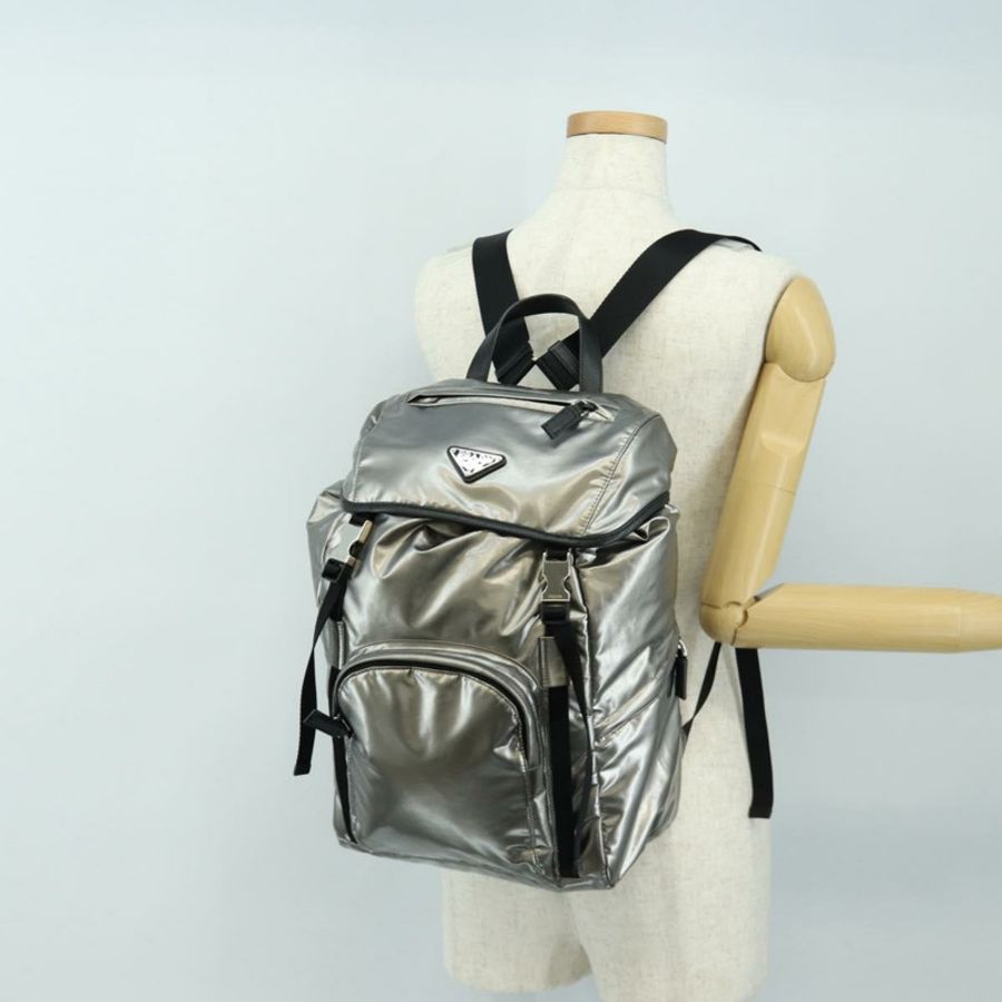 【日本直送】PRADA 雙肩包 PVC 帆布 銀色 正品 184815M-33