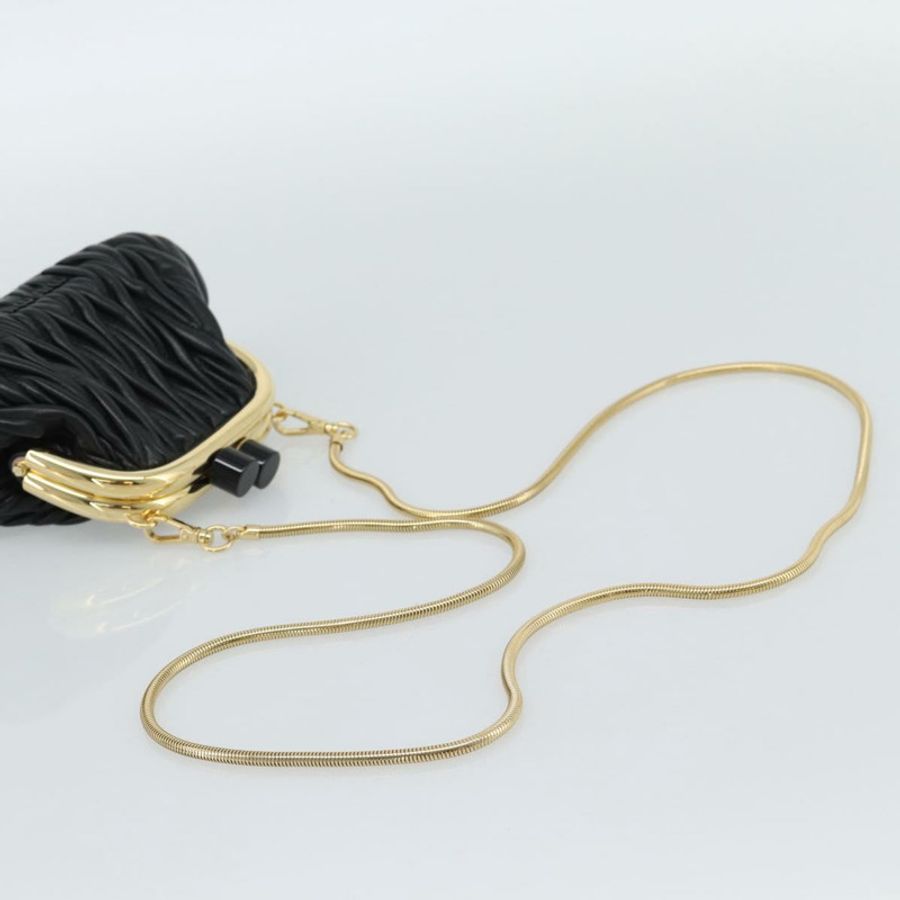 【日本直送】Miu Miu Bell Matelasse 鏈條單肩包,黑色金色皮革,正品 184906SAM-6