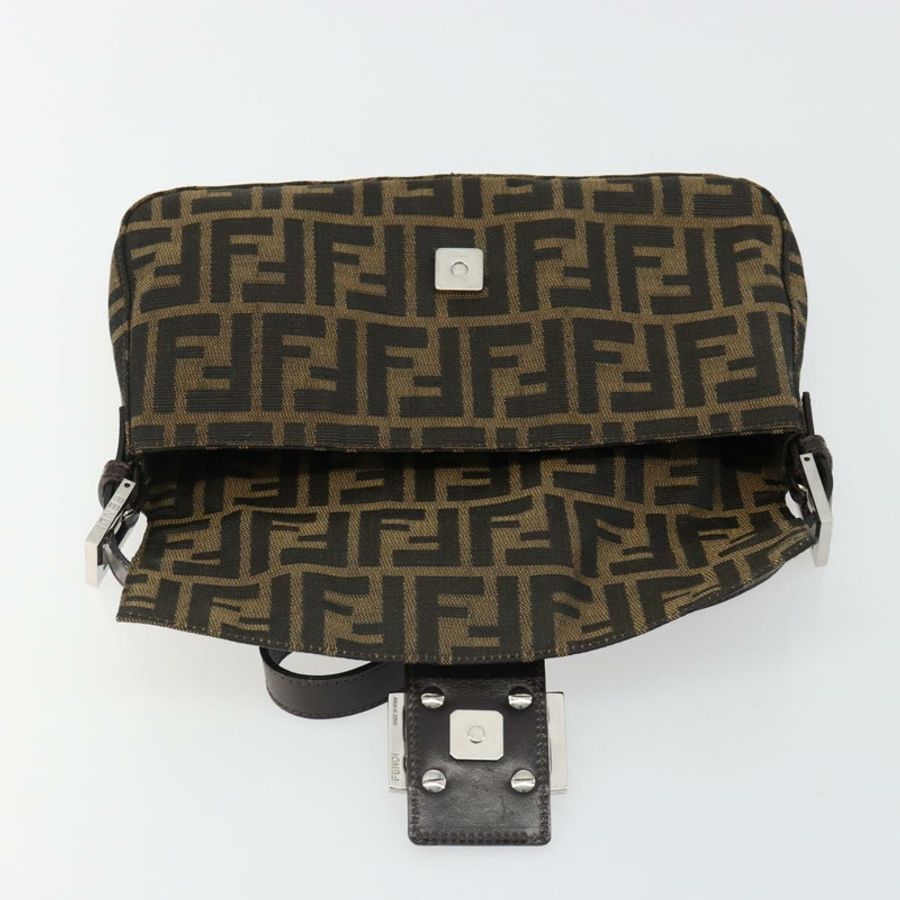 【日本直送】FENDI Zucca帆布Mamma Baguette單肩包 黑色棕色 正品 184908SAM-19