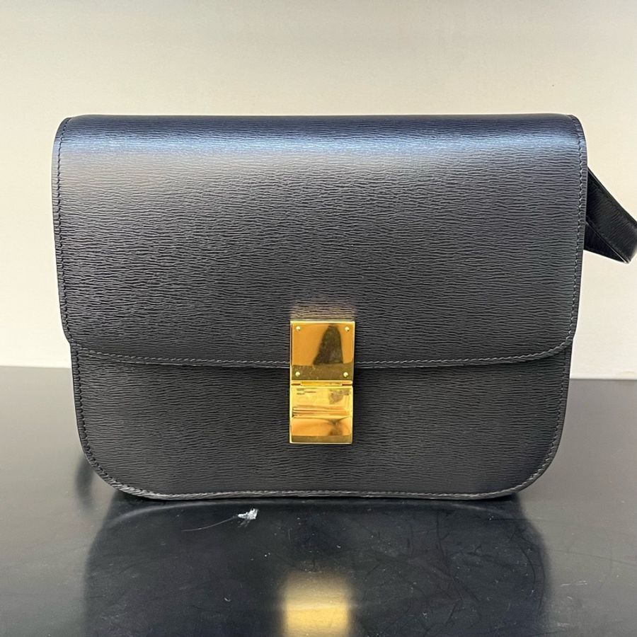 Celine 賽琳Classic Box 豆腐包 錫器灰金扣中號-0