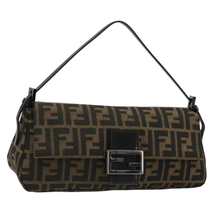 【日本直送】FENDI Zucca帆布Mamma Baguette單肩包 黑色棕色 正品 184907SAM-0