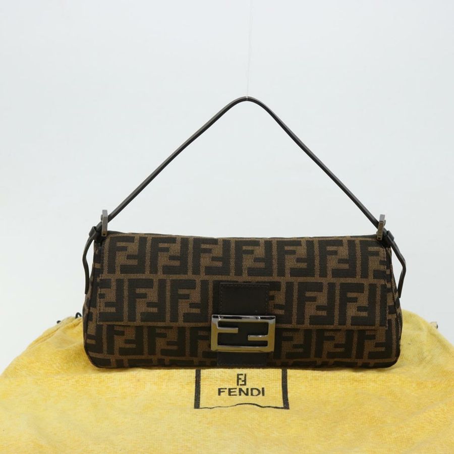 【日本直送】FENDI Zucca帆布Mamma Baguette單肩包 黑色棕色 正品 184907SAM-11