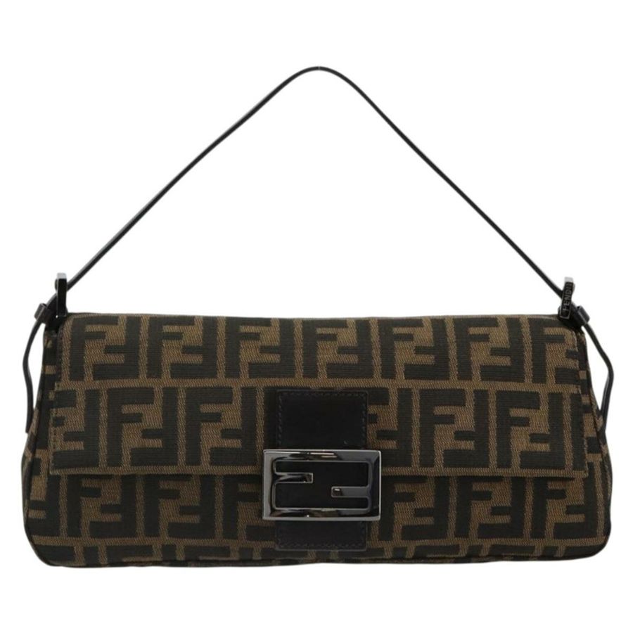 【日本直送】FENDI Zucca帆布Mamma Baguette單肩包 黑色棕色 正品 184907SAM-12
