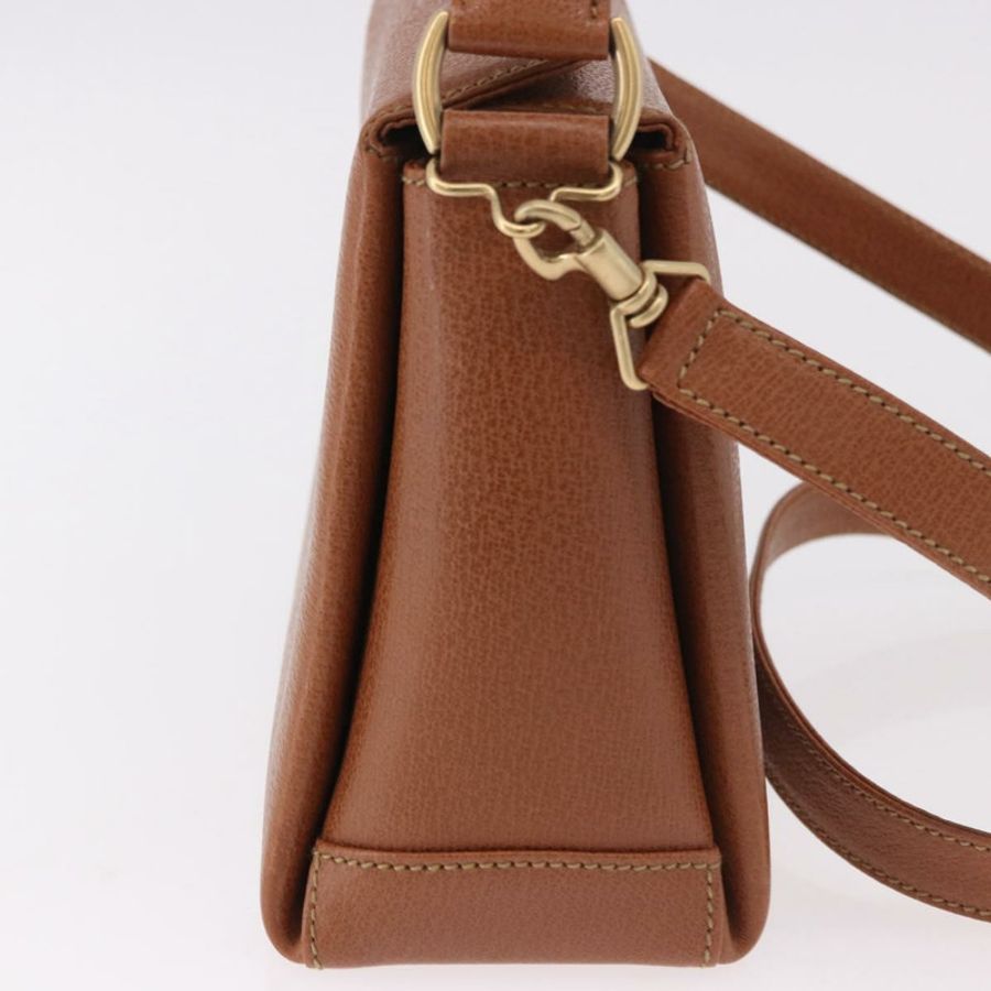 【日本直送】GUCCI 竹節手提包 皮革 兩用 棕色 金色 正品 185369-3