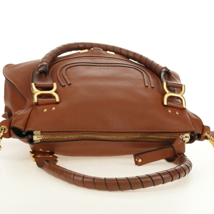 【日本直送】Chloe Marcie 手提包 真皮 兩用 棕色 金色 正品 185421V-5