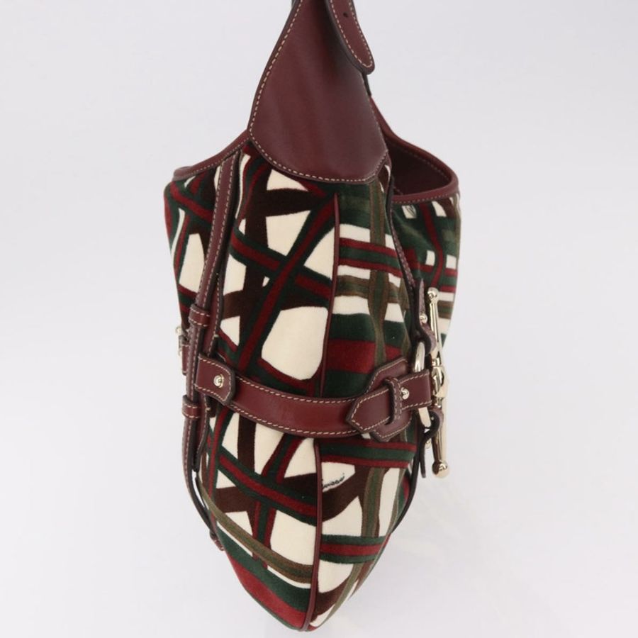 【日本直送】GUCCI Jackie 天鵝絨單肩包,綠色/金色,貨號 163804,正品編號 185371SM-3