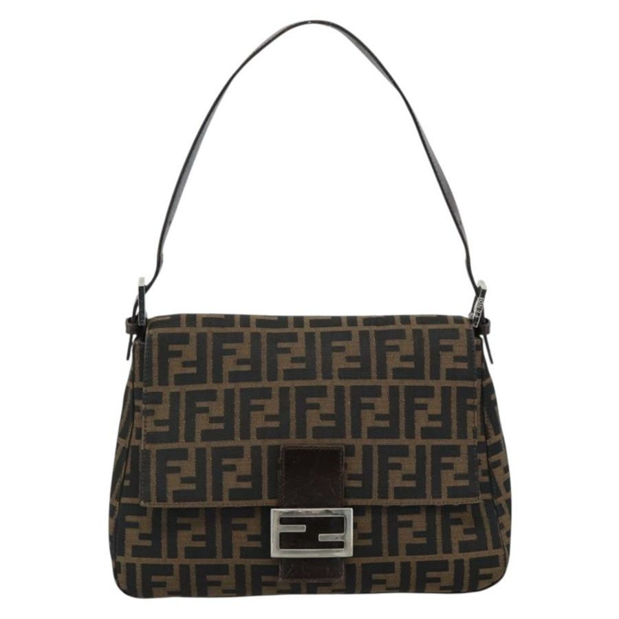 【日本直送】FENDI Zucca帆布Mamma Baguette單肩包 黑色棕色 正品 185374V-12
