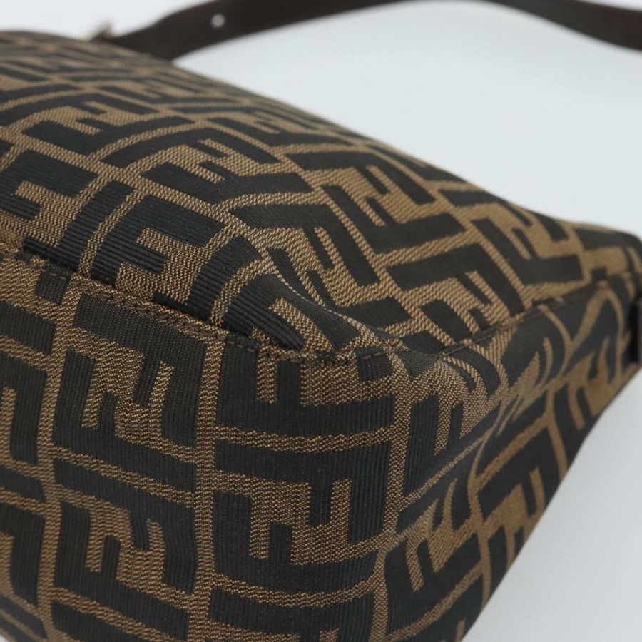 【日本直送】FENDI Zucca帆布Mamma Baguette單肩包 黑色棕色 正品 185374V-14