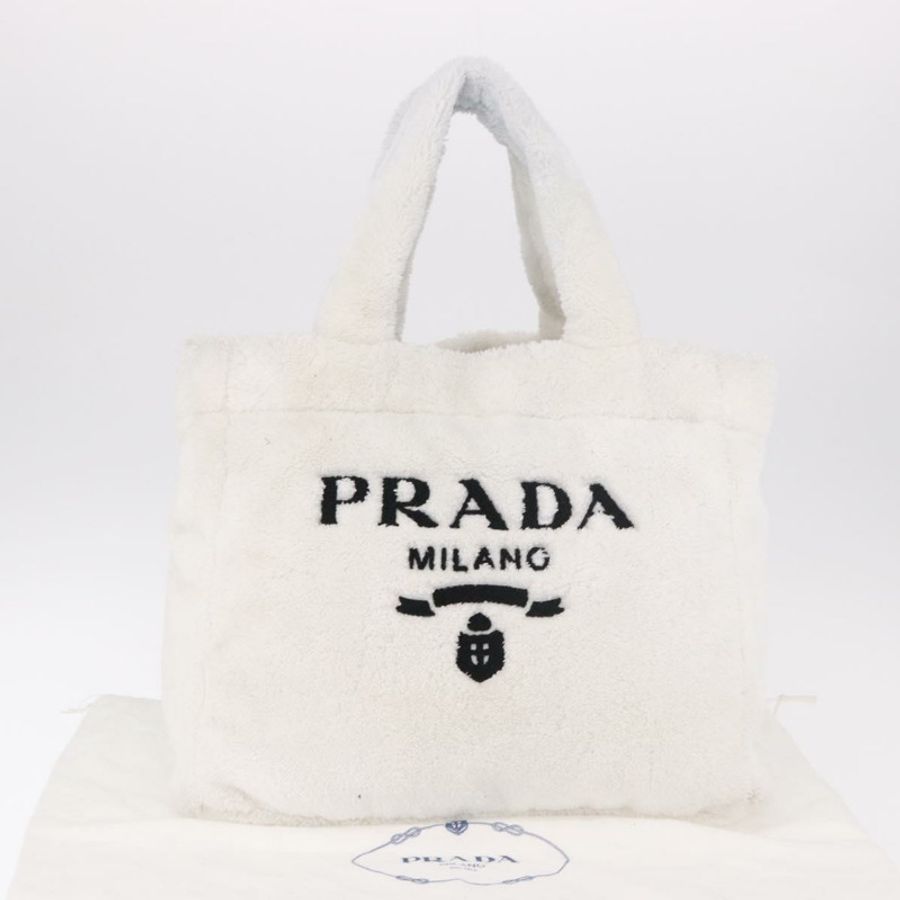 【日本直送】PRADA 白色銀色托特包 Auth 184897V-11
