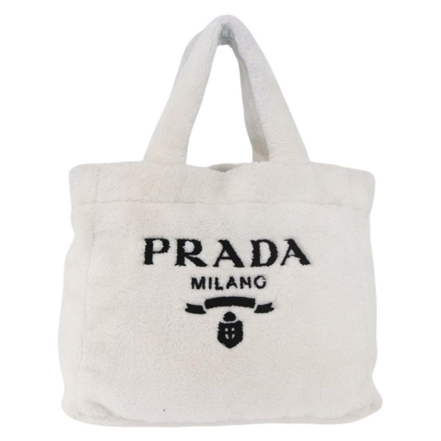 【日本直送】PRADA 白色銀色托特包 Auth 184897V-12