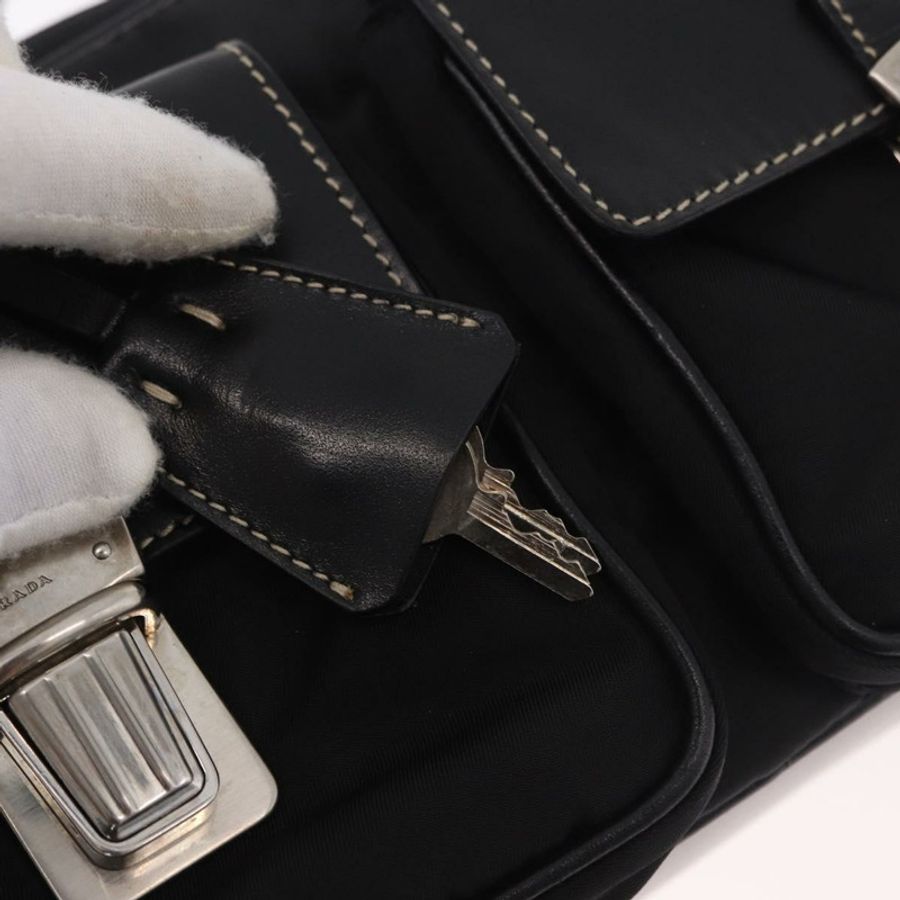 【日本直送】PRADA 單肩包 尼龍 黑色 銀色 正品 185658SAM-7