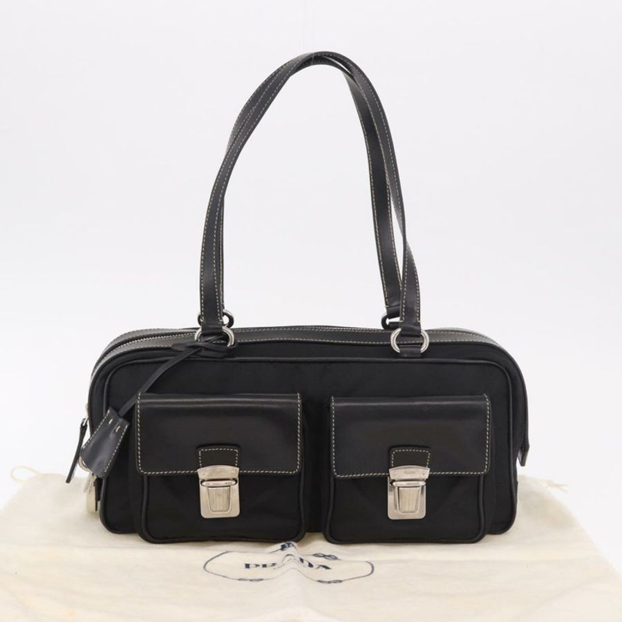 【日本直送】PRADA 單肩包 尼龍 黑色 銀色 正品 185658SAM-11