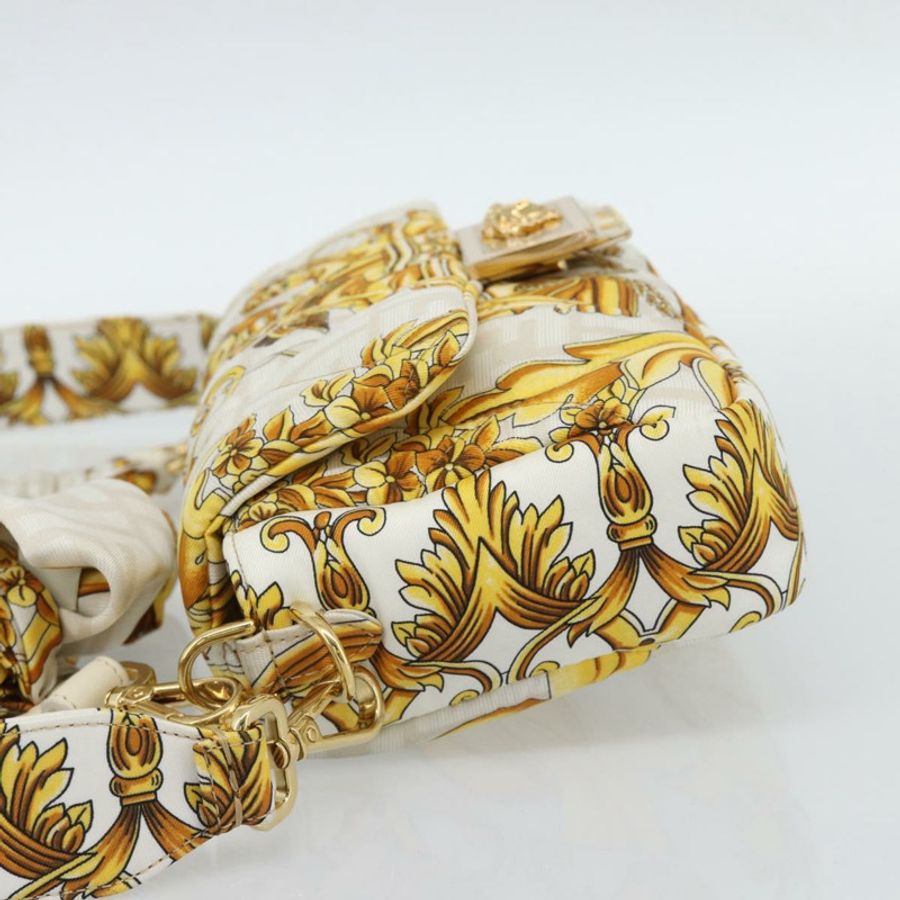 【日本直送】FENDI Zucca帆布Mamma Baguette包,尼龍材質,兩用,米色/金色,正品編號185628SAM-2