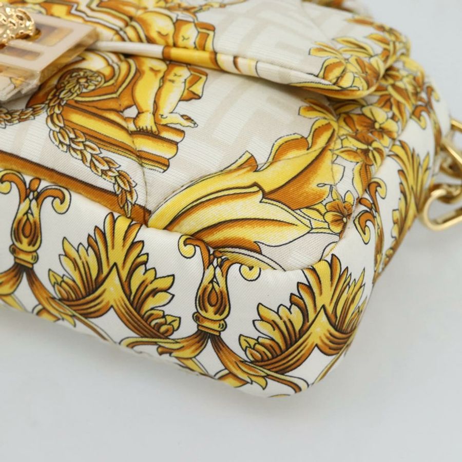 【日本直送】FENDI Zucca帆布Mamma Baguette包,尼龍材質,兩用,米色/金色,正品編號185628SAM-8