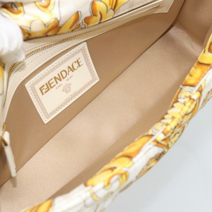 【日本直送】FENDI Zucca帆布Mamma Baguette包,尼龍材質,兩用,米色/金色,正品編號185628SAM-9