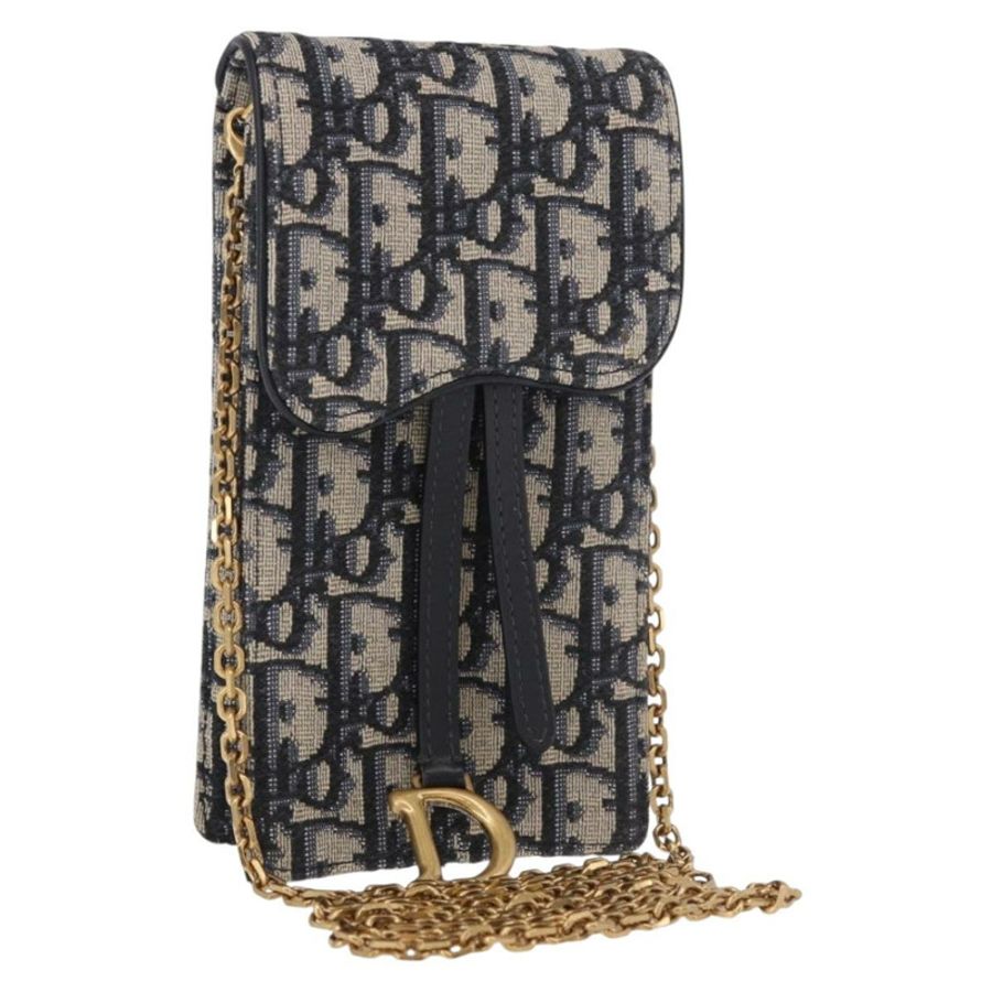 【日本直送】Christian Dior Trotter帆布馬鞍鏈手機支架 海軍藍/金色 正品 185492M-0