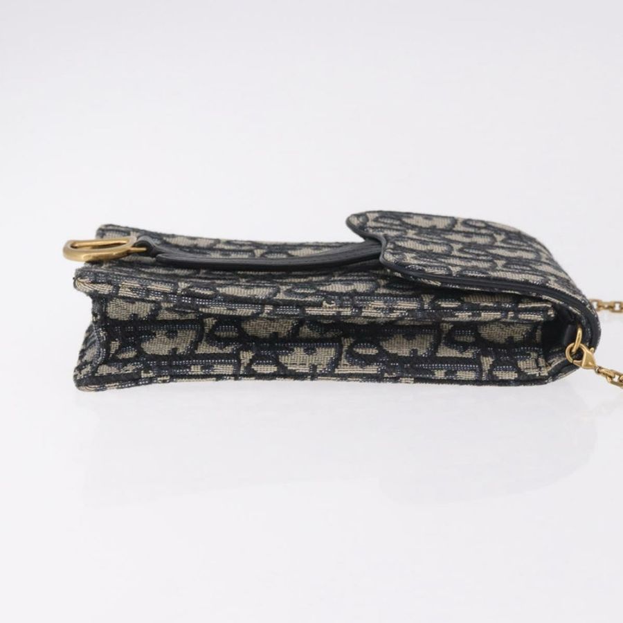 【日本直送】Christian Dior Trotter帆布馬鞍鏈手機支架 海軍藍/金色 正品 185492M-2