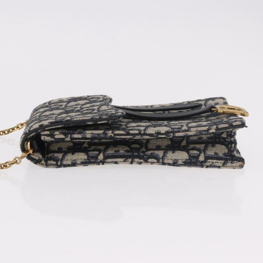 【日本直送】Christian Dior Trotter帆布馬鞍鏈手機支架 海軍藍/金色 正品 185492M-3