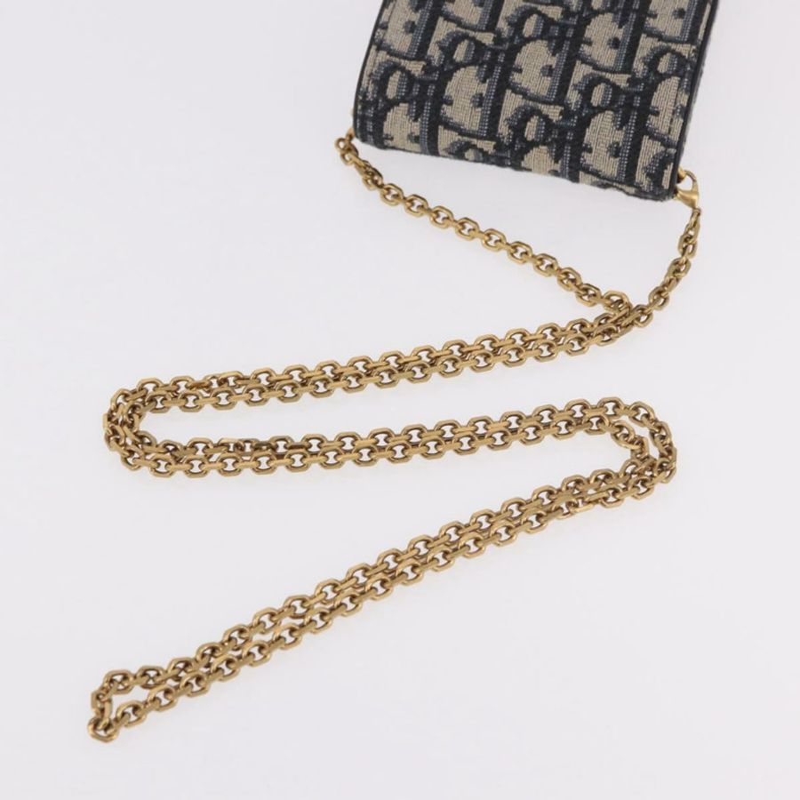 【日本直送】Christian Dior Trotter帆布馬鞍鏈手機支架 海軍藍/金色 正品 185492M-5