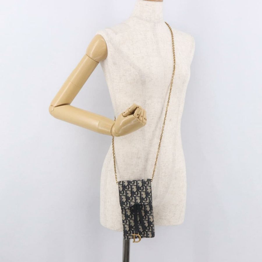 【日本直送】Christian Dior Trotter帆布馬鞍鏈手機支架 海軍藍/金色 正品 185492M-20