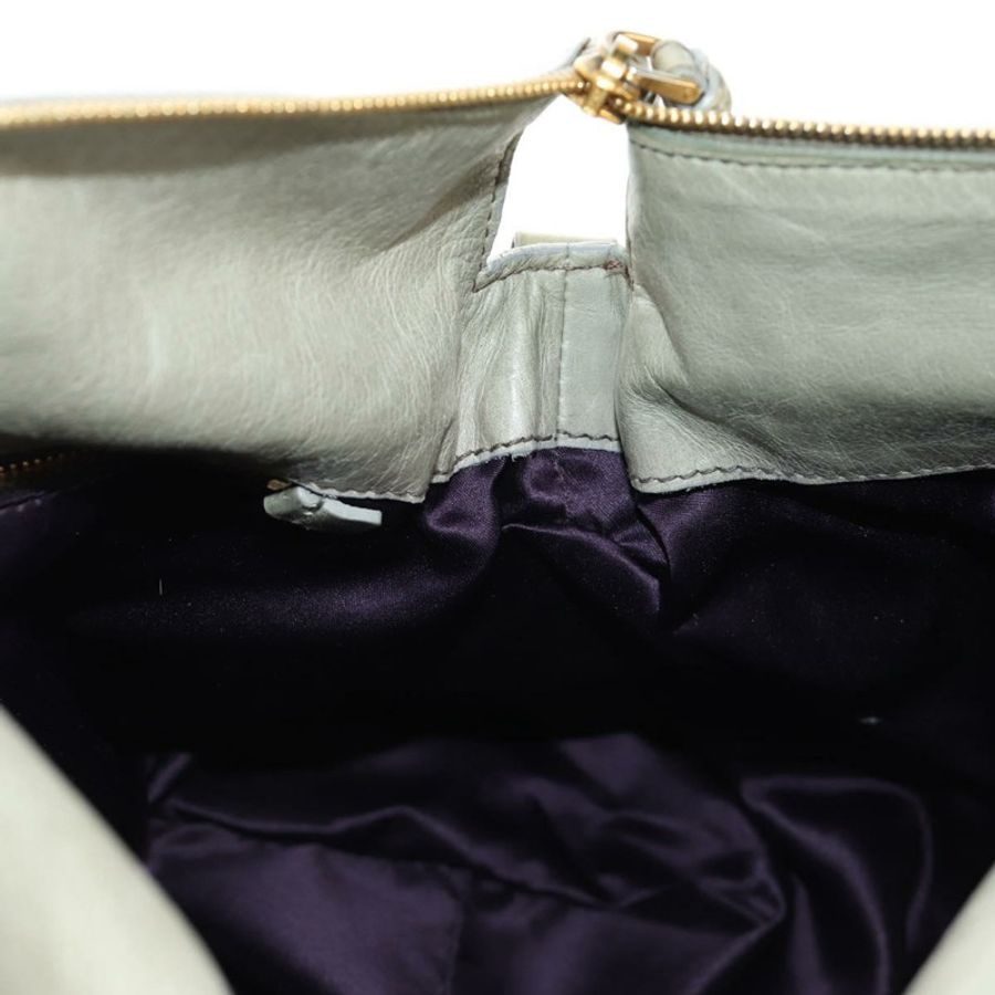 【日本直送】Miu Miu 側邊絲帶手提包 皮革 兩用 灰色 金色 正品 am11892V-21
