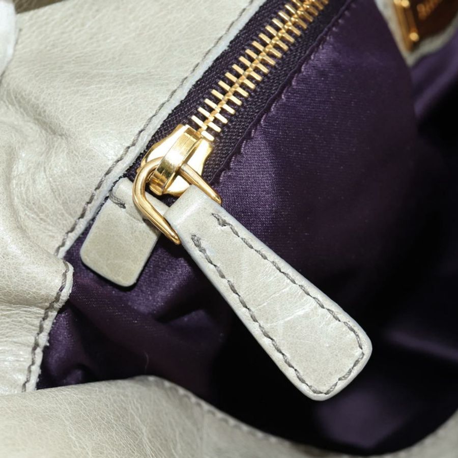 【日本直送】Miu Miu 側邊絲帶手提包 皮革 兩用 灰色 金色 正品 am11892V-23